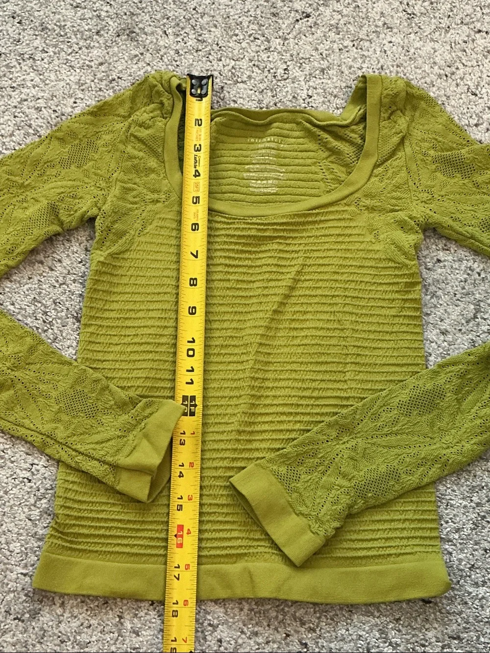 Free People Cutout Long Sleeve Seamless Top ~ Chartreuse